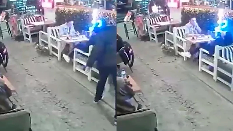 امرأة تقتل رجل بالرصاص خلال جلوسه مع زوجته.. فيديو