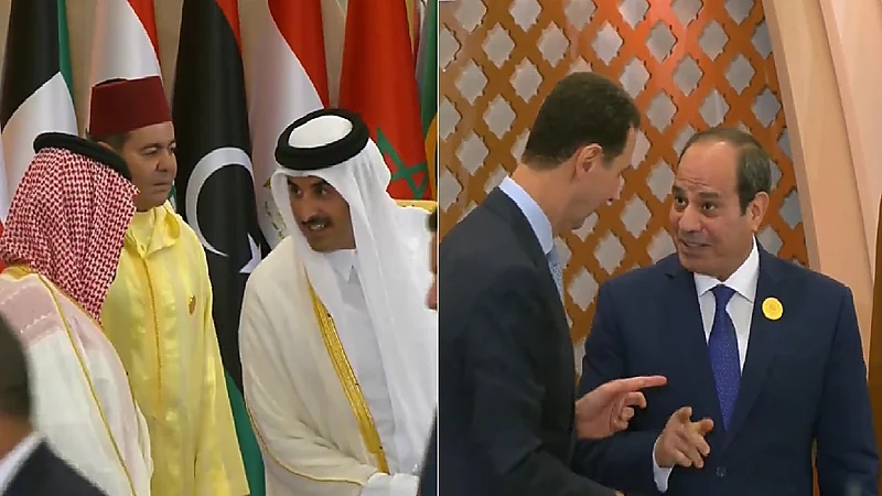 لقطات ودية بين ولي العهد وأمير قطر والسيسي والأسد ..فيديو