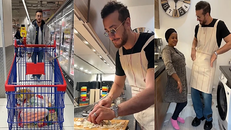 بالفيديو .. سعد لمجرد يرقص ويطبخ بعد خروجه من السجن