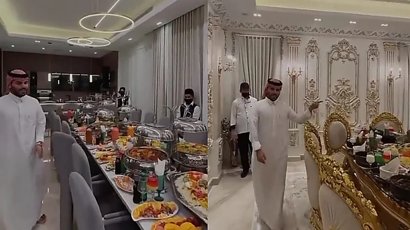 غازي الذيابي يقيم وليمة احتفالًا بمنزله الجديد  ..  فيديو