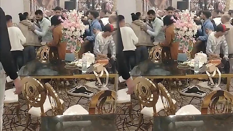 حفل زفاف يتحول لحلبة مصارعة .. فيديو