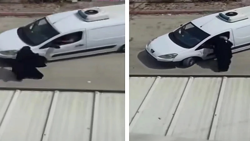 زوج يحاول دهس زوجته بسبب تأخرها في إعداد الشاي.. فيديو