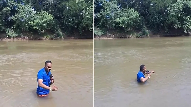 مراسل تلفزيوني يعثر بالصدفة على جثة خلال بث مباشر.. فيديو