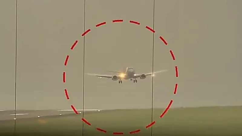 هبوط خطير لطائرة في مطار ليدز وسط رياح عاصفة .. فيديو