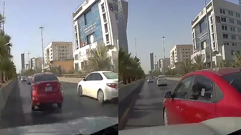 فيديو.. متهور كاد يتسبب في حادث مروع بطريق الملك فهد