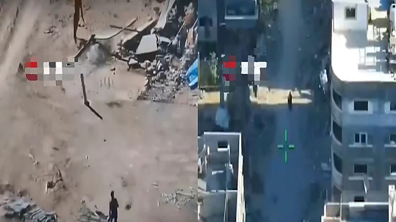 لحظة قصف طفل وسيدة أثناء بحثهما عن الطعام في غزة.. فيديو