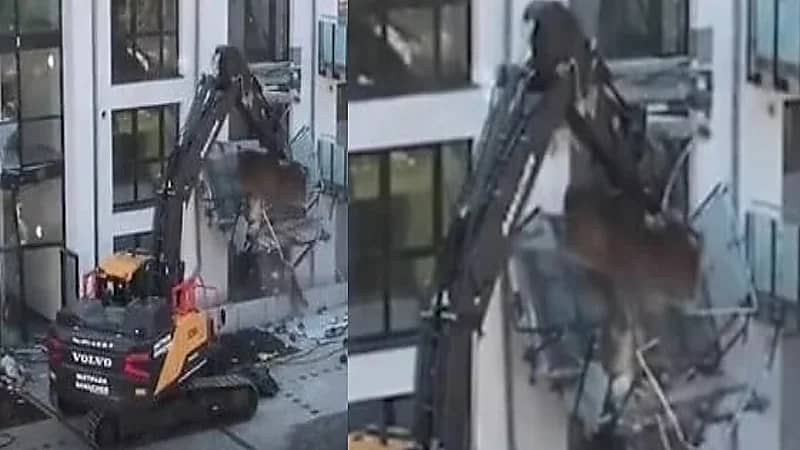 بالفيديو.. مقاول ينتقم من صاحب مبنى سكني بطريقة مروعة لعدم تلقيه أجره