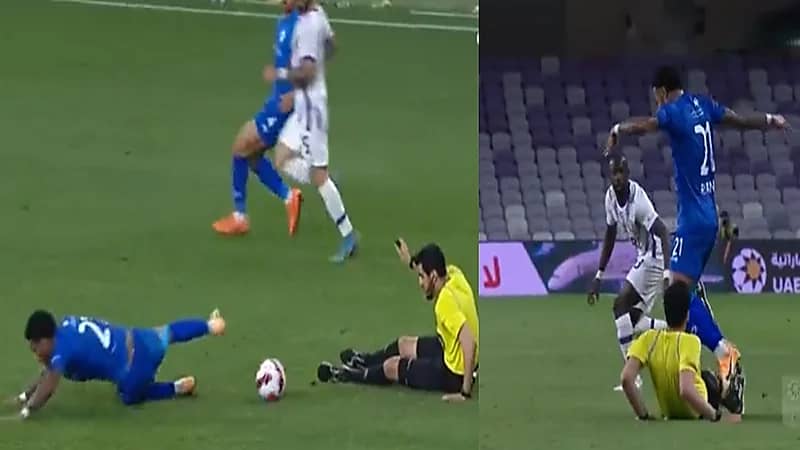 فيديو..حكم في الدوري الإماراتي يرتكب "فاول" واللاعبون يطالبونه بإنذار نفسه!