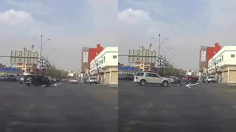 سقوط طفل من سيارة أثناء سيرها .. فيديو