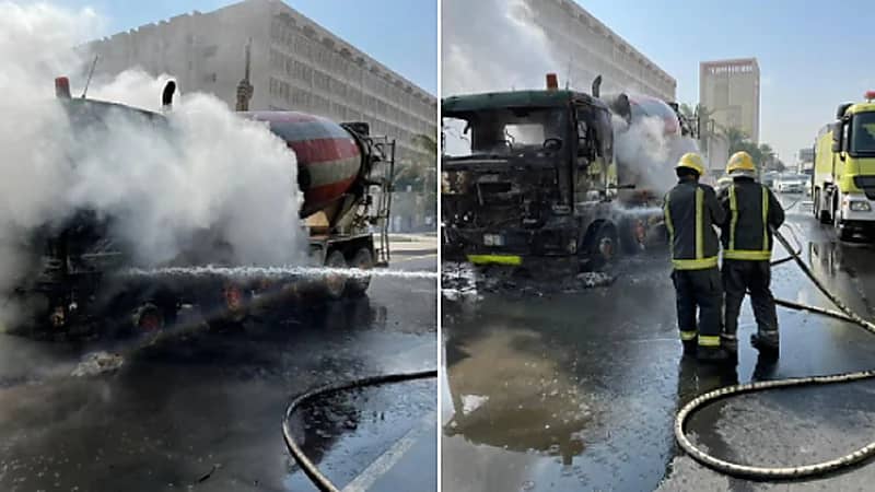 اندلاع حريق في شاحنة بالرياض
