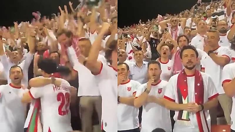 ولي العهد الأردني يحتفل بهدف الأردن ضد عُمان .. فيديو