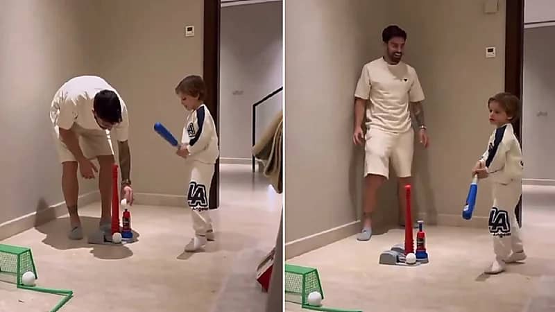 نيفيز يشارك ابنه اللعب .. فيديو