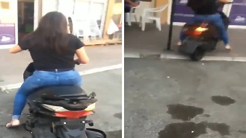 فتاة لبنانية خلت الباب يبكي أثناء قيادتها دراجة نارية.. فيديو