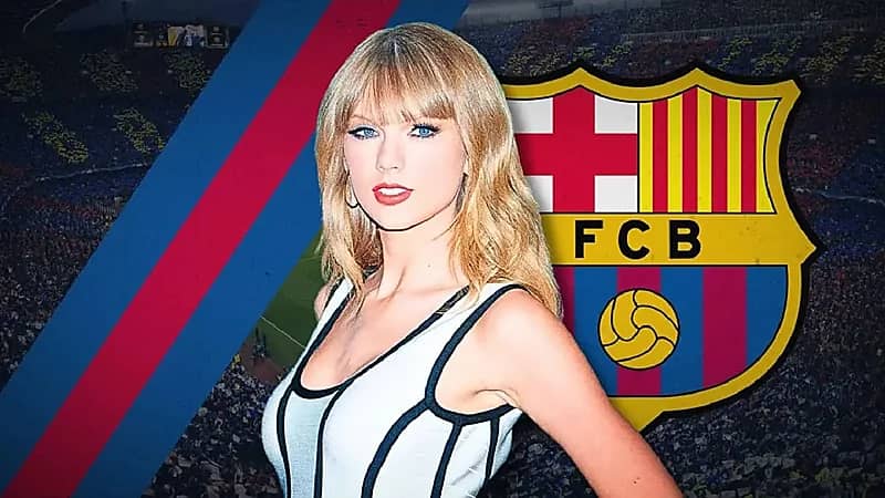 تايلور سويفت تظهر على قميص برشلونة في الكلاسيكو المقبل.. فيديو