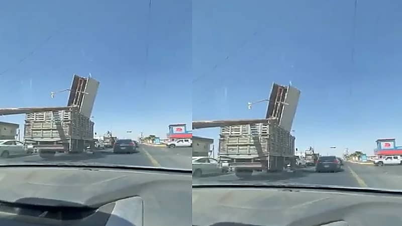 القبض على قائد مركبة عرض حياة الآخرين للخطر بنقله لوحة إعلانية كبيرة (فيديو)