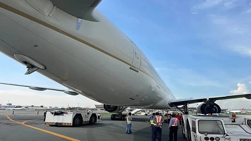 بالصور.. ‏انحراف طائرة لـ الخطوط السعودية في مطار نينوي