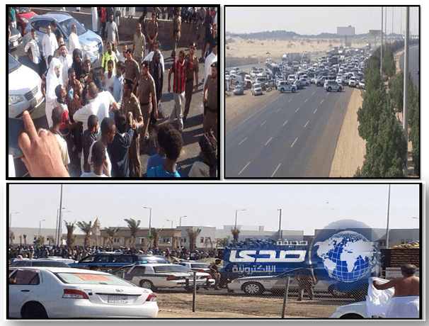 بالفيديو والصور "أثيوبيون يتسببون في إغلاق طريقة مكة-جدة السريع"
