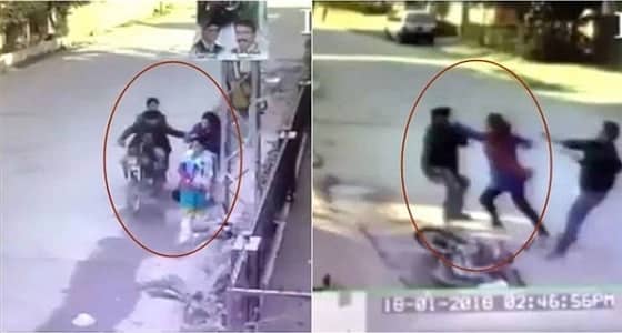 سيدة تلقن لصين درسًأ قاسيًا بعد محاولتهما لسرقتها