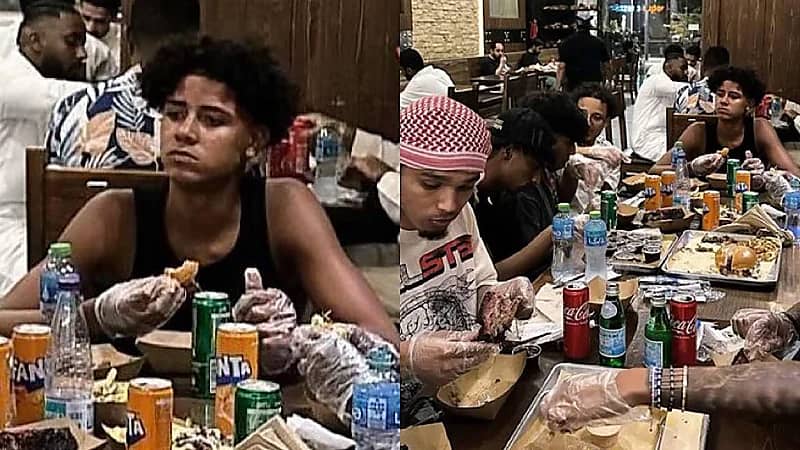 نجل رونالدو برفقة أصدقائه في أحد مطاعم الرياض والجمهور: فيه عرق عربي