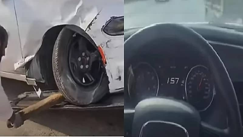 شاهد.. حادث مروع لقائد مركبة تجاوز عدداً من المركبات بسرعة عالية