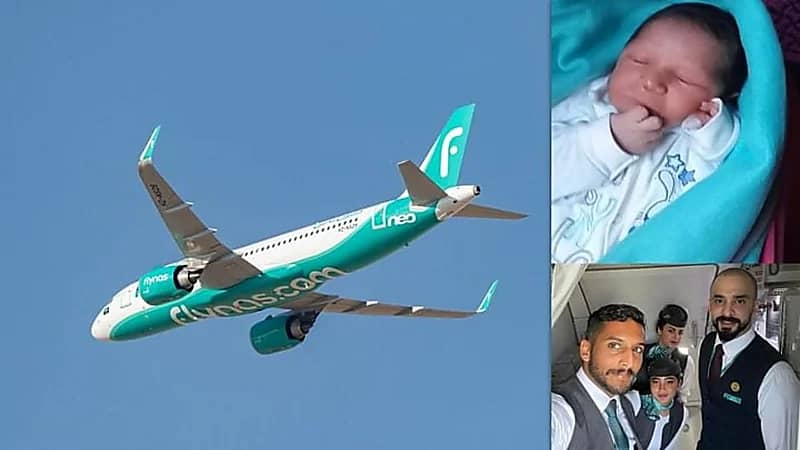 سيدة تضع مولودها على متن طائرة ناس