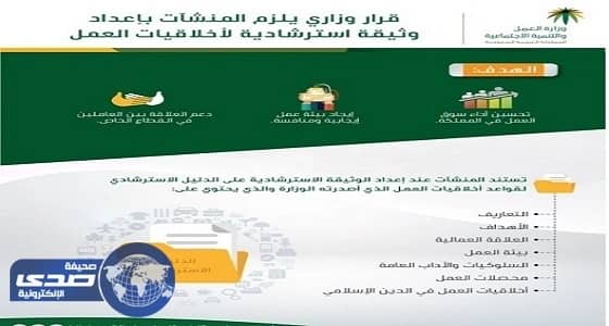 ⁠⁠⁠⁠⁠" العمل " تلزم المنشآت الكبرى بإعداد وثيقة استرشادية