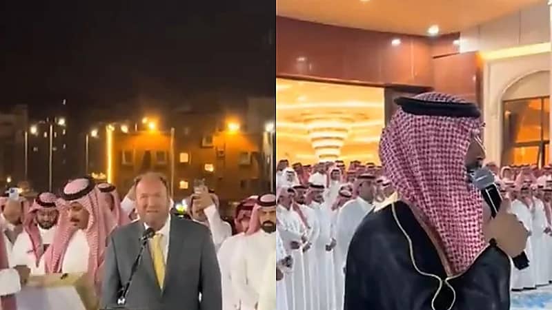 طبيب أرجنتيني يشارك زفاف زميله السعودي في أبها ويقدم له العانية .. فيديو