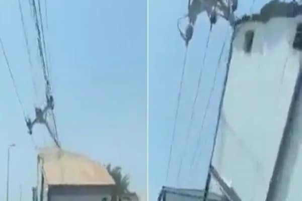 شاهد.. اصطدام شاحنة بعمود كهربائي في جدة