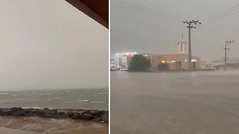 برق وصواعق قوية في كورنيش القنفذة .. فيديو