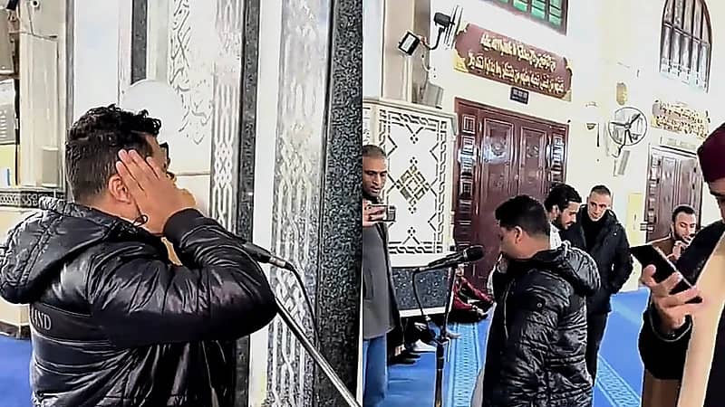 بطريقة الأذان الحجازي .. فنان مغربي معتزل يؤدي الأذان بأحد المساجد المصرية .. فيديو