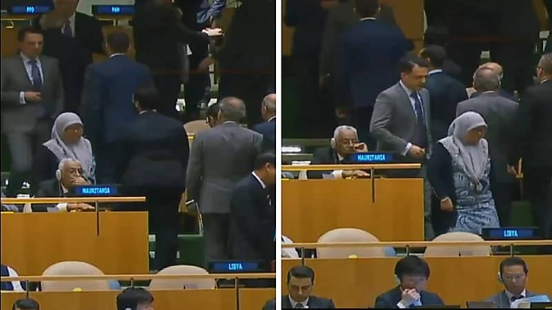 فرحة وفد فلسطيني بعد التصويت بمنح فلسطين عضوية الأمم المتحدة.. فيديو