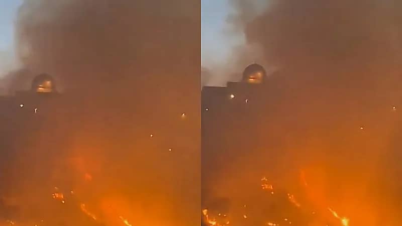 حريق هائل بالقرب من المسجد الأقصى المبارك .. فيديو