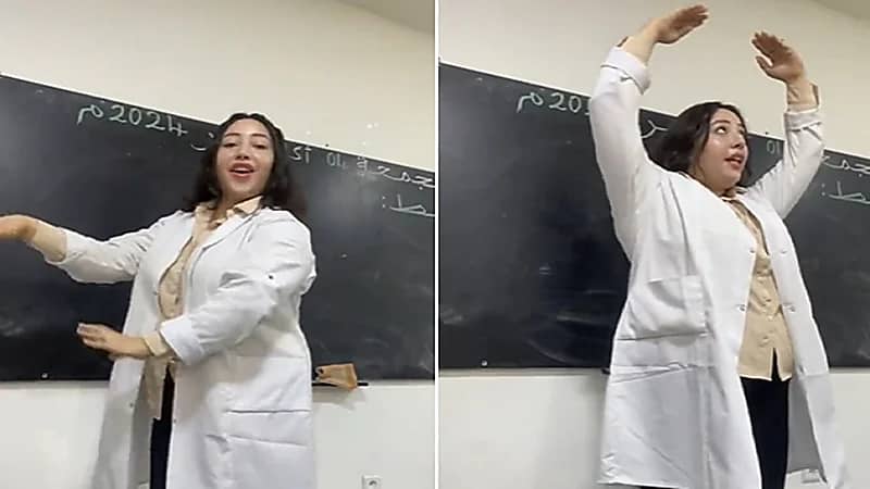 معلمة تثير الجدل برقصها أثناء التدريس.. فيديو