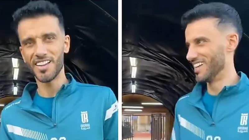 مشجع يمازح عمر السومة بسبب طوله ... فيديو