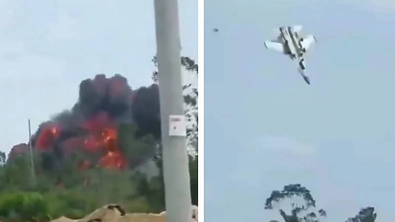 نجاة طيار بأعجوبة بعد تحطم مقاتلة صينية خلال تدريب .. فيديو