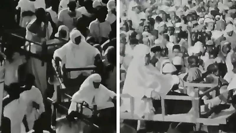 مشهد نادر من الحج قبل 65 عامًا يظهر شبرية الحجاج أثناء المناسك