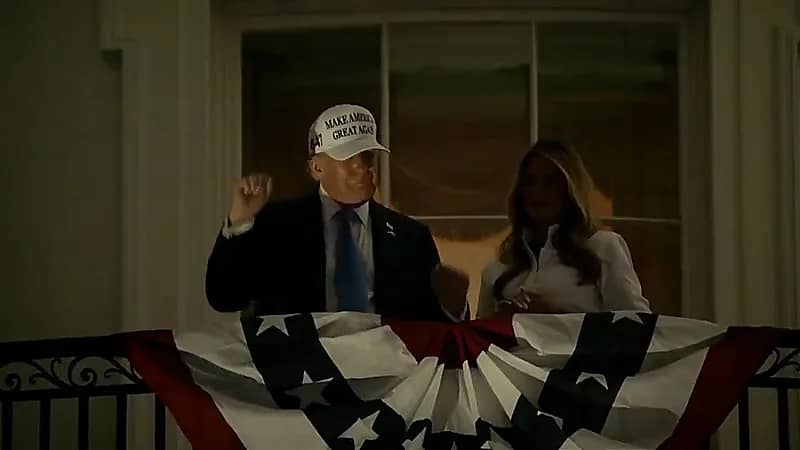 ترامب والسيدة الأولى يرقصان من شرفة البيت الأبيض احتفالاً بعيد الاستقلال ..فيديو