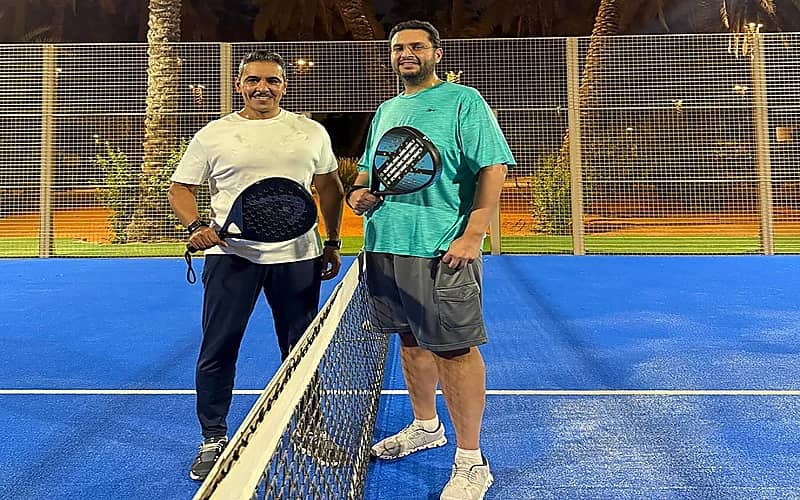 الأمير تركي بن محمد ومعالي وزير الإعلام في منافسة بادل ودية بالدرعية