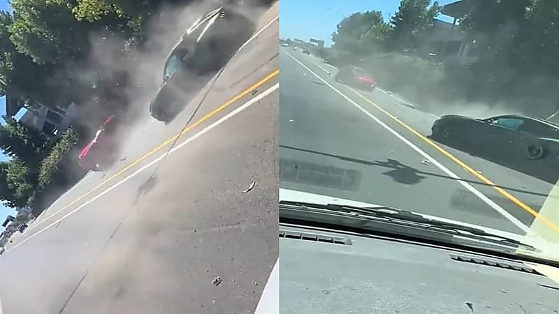 سائق يفقد السيطرة ويصطدم بسيارة ويصيب سائقها.. فيديو