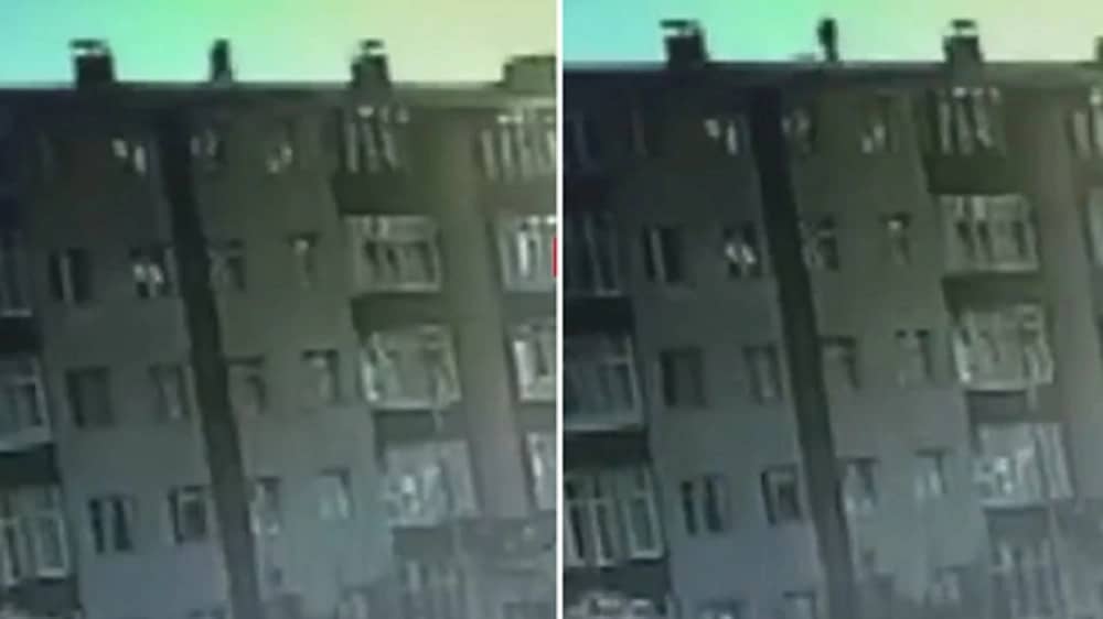لحظة سقوط عامل من سطح مبنى في تركيا .. فيديو