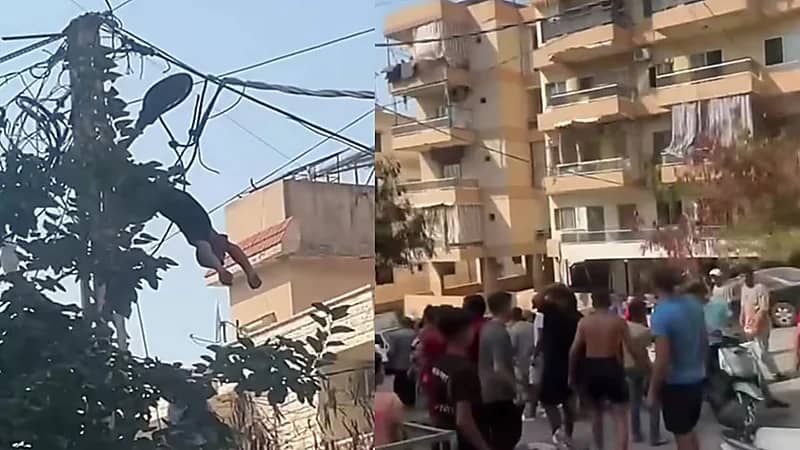 لحظة صعق شاب ووفاته أثناء إصلاحه عمود إنارة.. فيديو