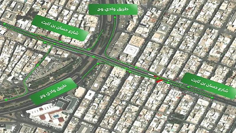 إغلاق كبري حسان بن ثابت جزئيًا بالطائف