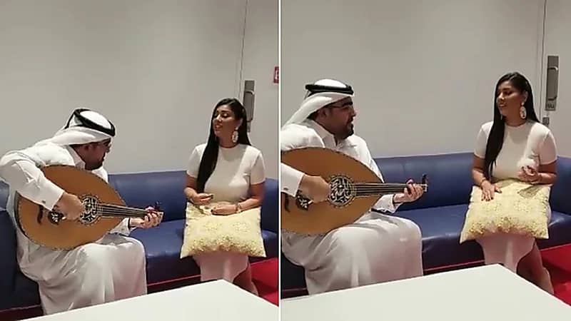 بالفيديو.. مذيعة اخبار أم بي سي تغني أغنية من الفلكلور الشامي فوق النخت