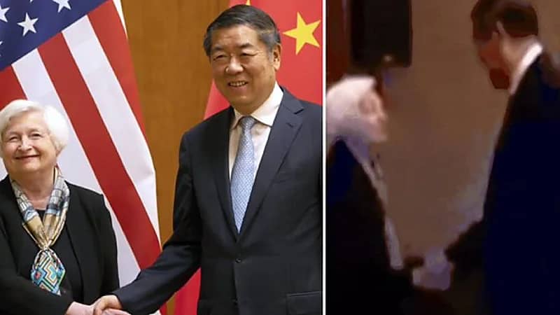 جانيت يلين تقلب مواقع التواصل بحركة غير لائقة مع مسؤول صيني