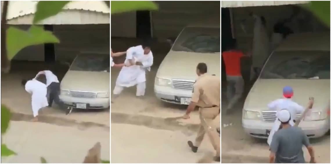 بالفيديو.. مشاجرة بين عسكري وعدة أشخاص تنتهي بإصابة ابنه