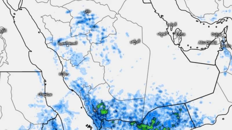 "المسند": هطول أمطار متفرقة على عدة مناطق