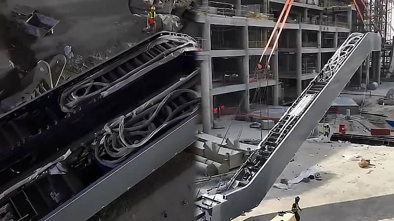 البدء في تركيب أول دفعة من السلالم الكهربائية في ملعب أرامكو.. فيديو