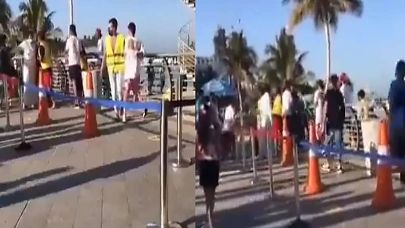 شاهد.. "هوشة" بين مجموعة شباب على كورنيش جدة