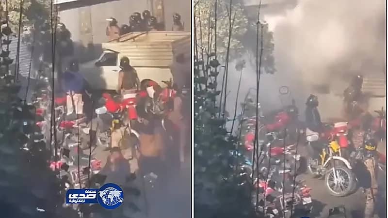 شاهد .. قنابل الملالي ترتد في وجوههم بعد محاولتهم رميها على المحتجين