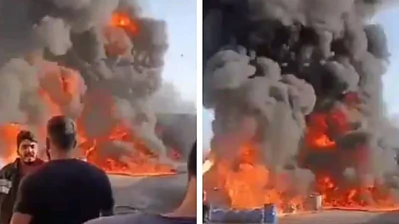اندلاع حريق ضخم في مصنع للمنتجات النفطية بأصفهان .. فيديو